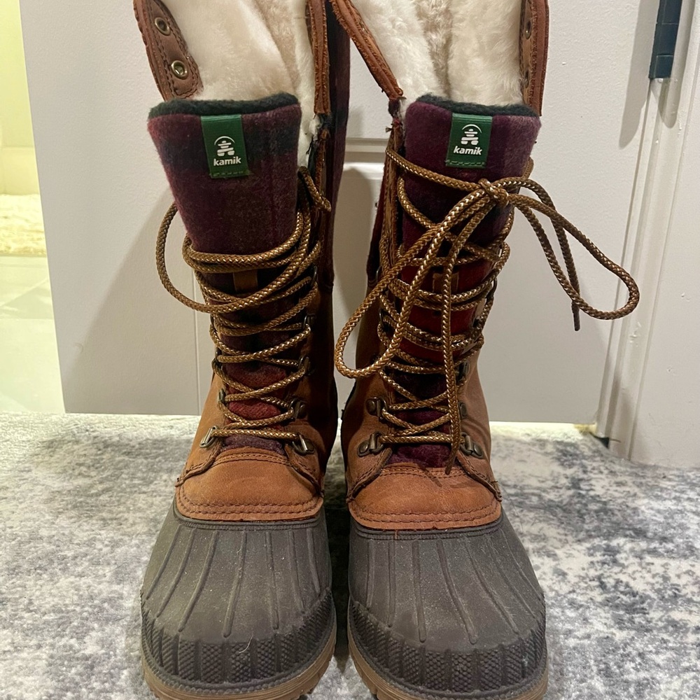 Kamik Brown and Burgundy Winter Boots